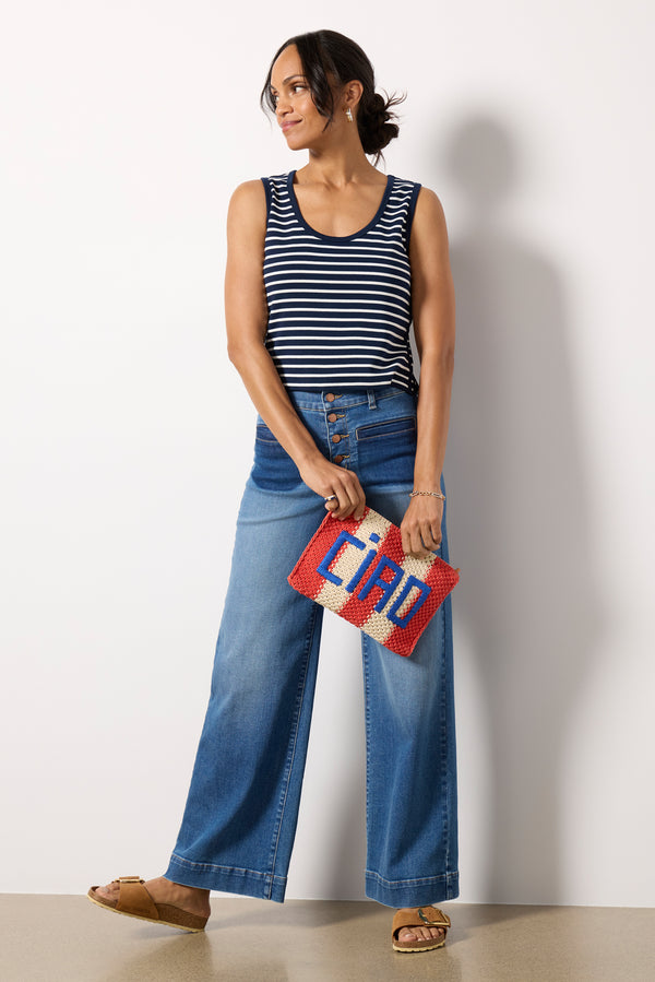 Everve Myles Stripe Tank Ivorynavystripe