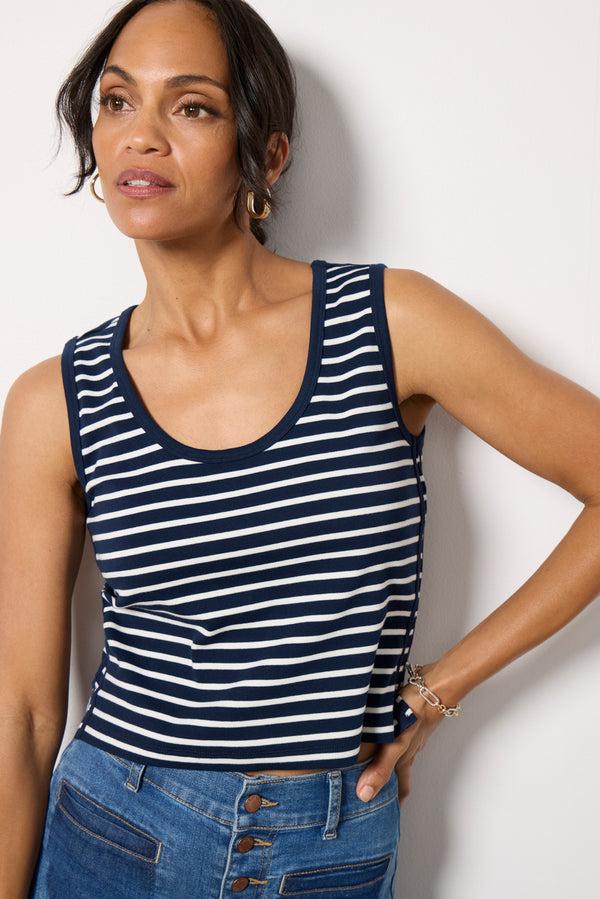 Everve Myles Stripe Tank Ivorynavystripe