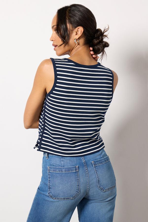 Everve Myles Stripe Tank Ivorynavystripe