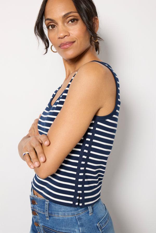 everve Myles Stripe Tank Ivorynavystripe