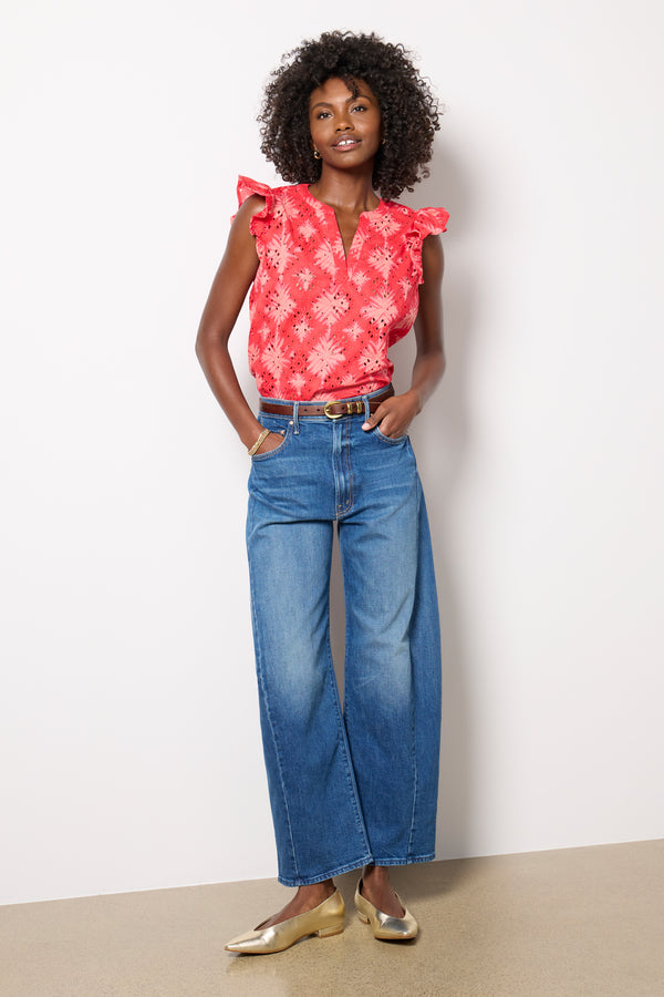 Everve Nadia Flutter Top Red