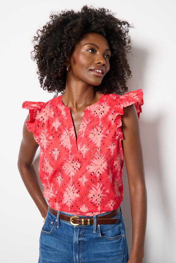 everve Nadia Flutter Top Red