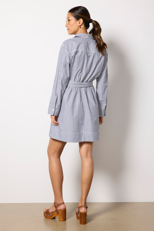 Everve Naomi Shirt Dress Navy/Whitestripe