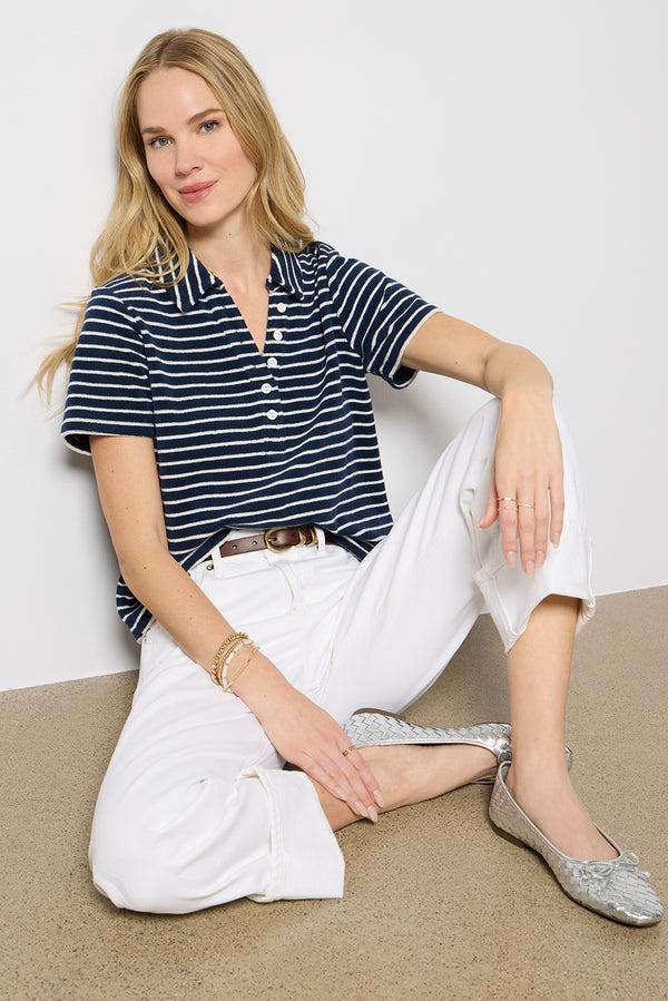 Everve Naveli Top Navyivorystripe