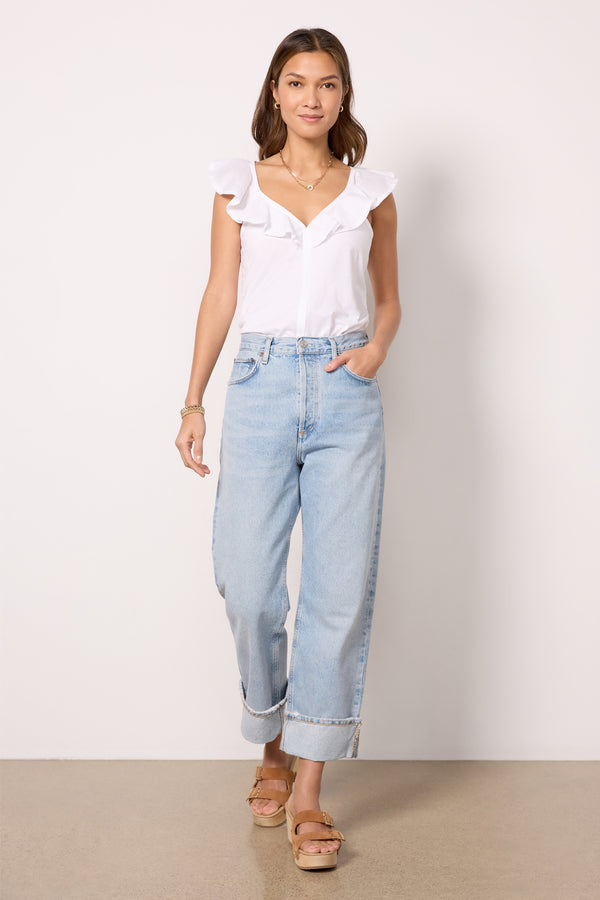 Everve Neah Ruffle Tank White