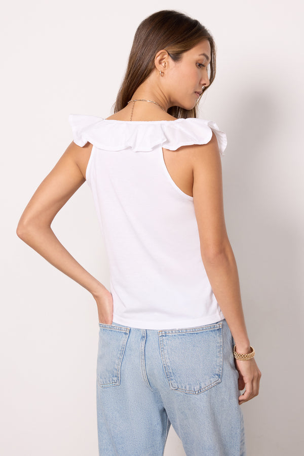 Everve Neah Ruffle Tank White