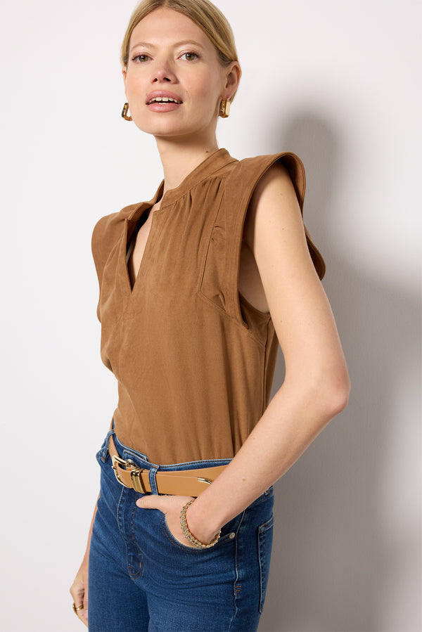 Everve Nell Flutter Top Brown