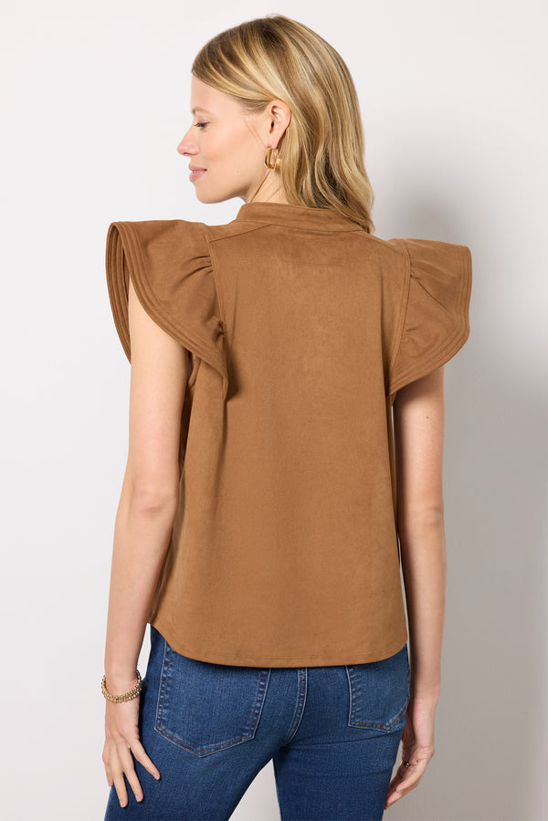 Everve Nell Flutter Top Brown