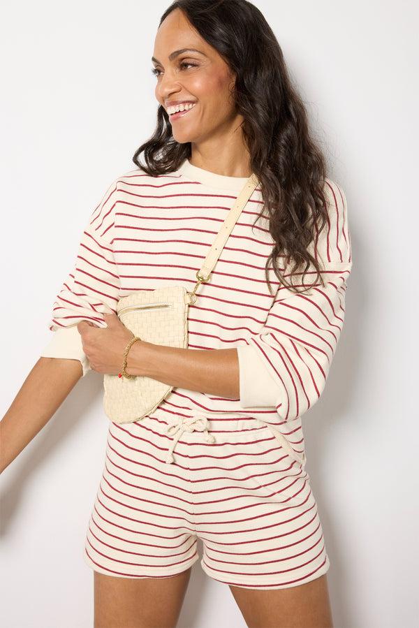 Everve Niall Sweatshirt Red/Naturalstripe