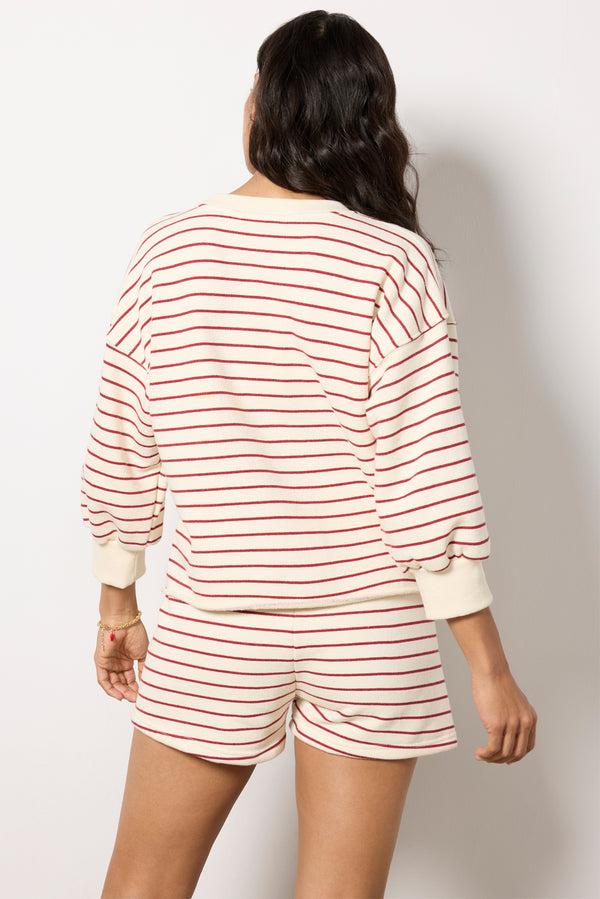 Everve Niall Sweatshirt Red/Naturalstripe