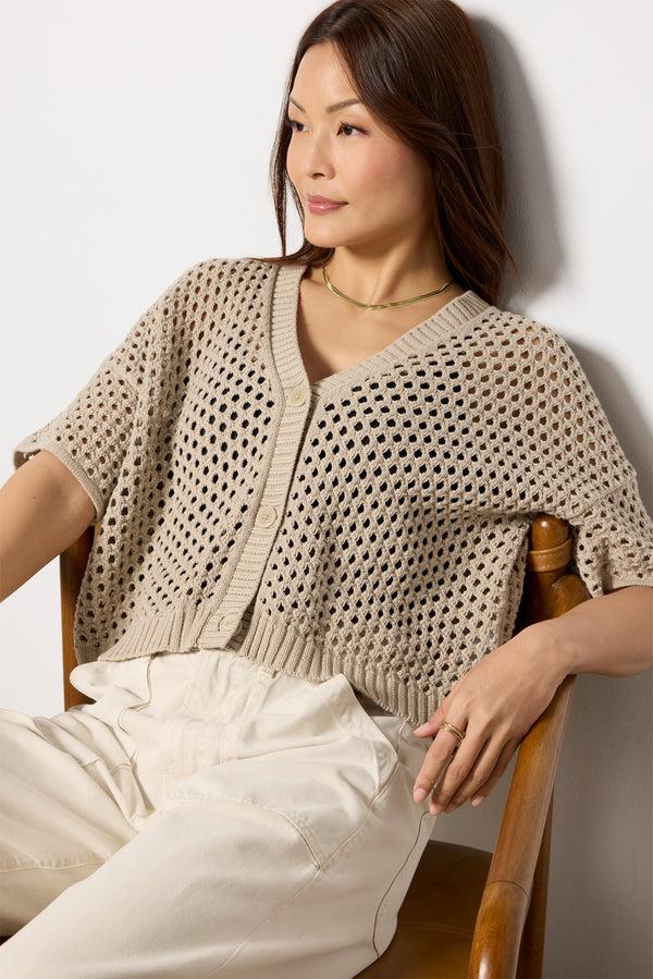 Everve NINA POINTELLE SS CARDI Fawn