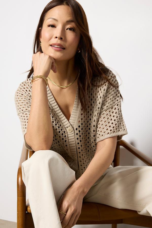 Everve NINA POINTELLE SS CARDI Fawn