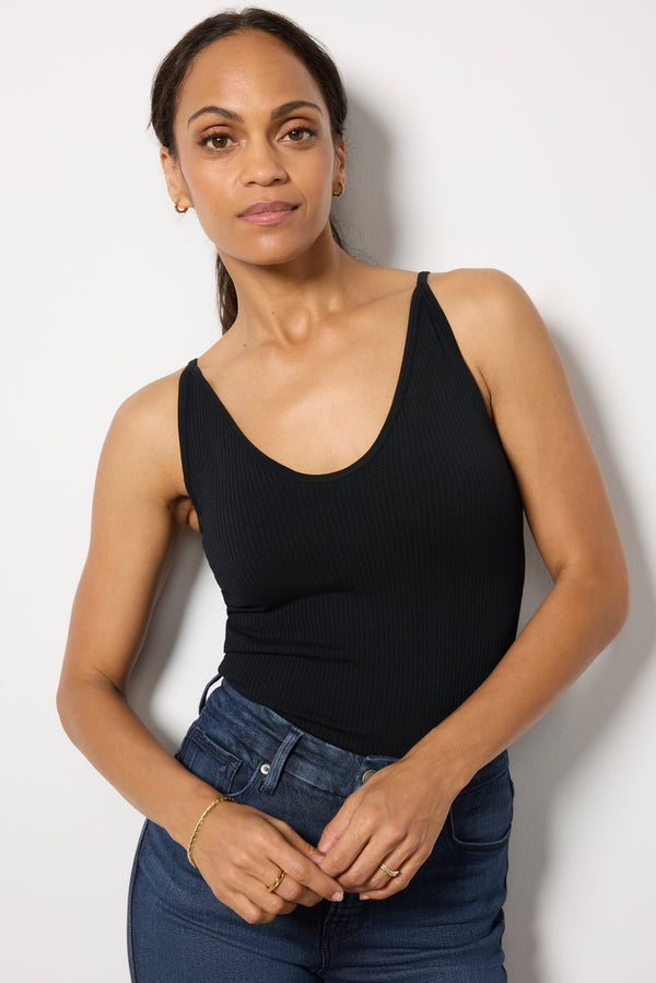 Everve Nina Seamless V-Neck Tank Black