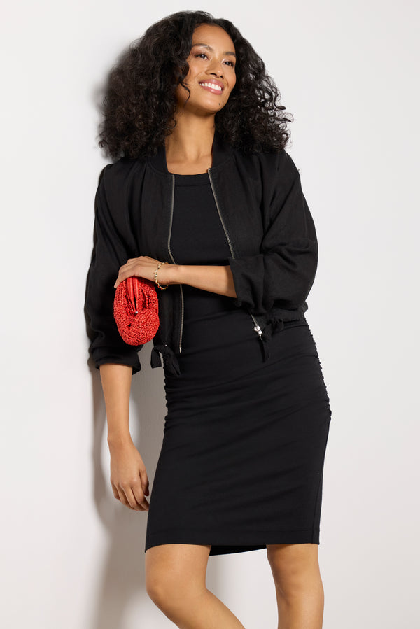 Everve Noa Relaxed Linen Bomber Washedblack