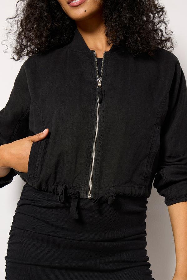 Everve Noa Relaxed Linen Bomber Washedblack