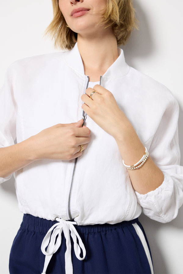 Everve Noa Relaxed Linen Bomber White