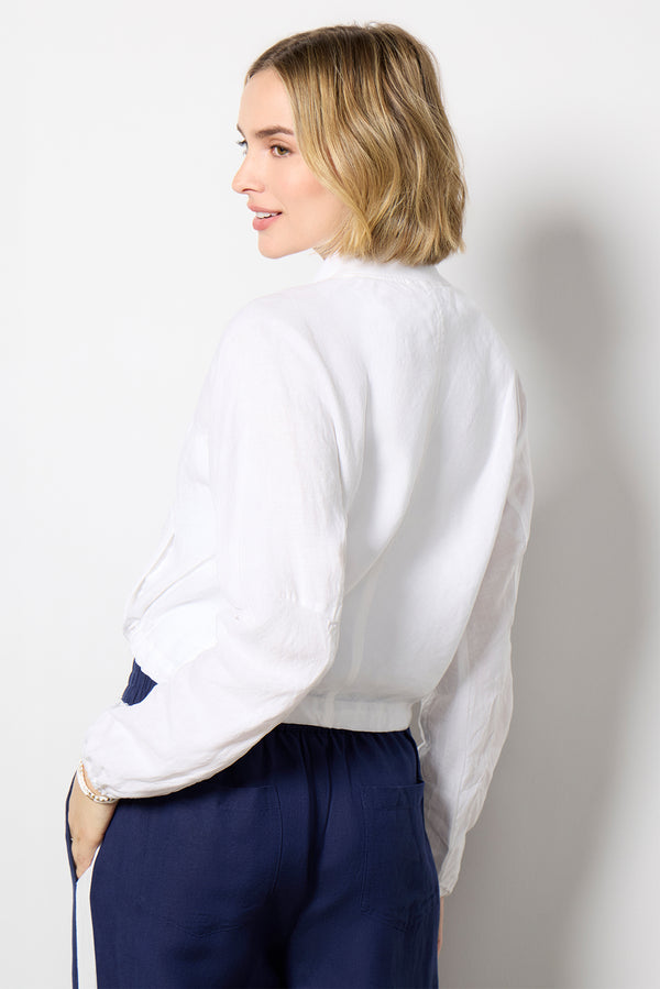 Everve Noa Relaxed Linen Bomber White