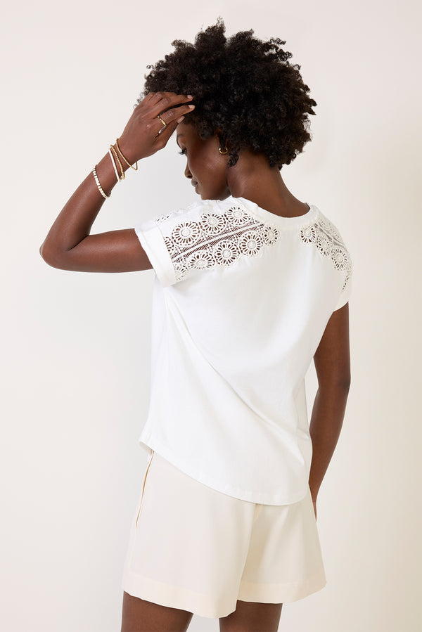 Everve Noah Crochet Tee White