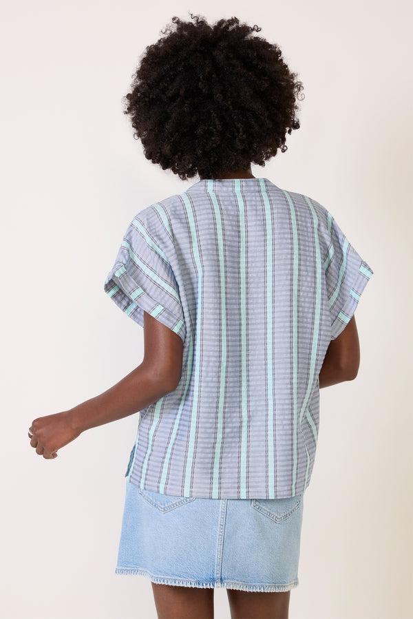 Everve Nyla Popover Bluetexturedstripe