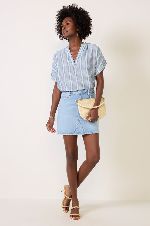 everve Nyla Popover Bluetexturedstripe