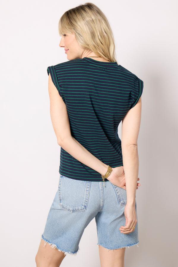 Everve Olivia Muscle Tee Navygreenstripe
