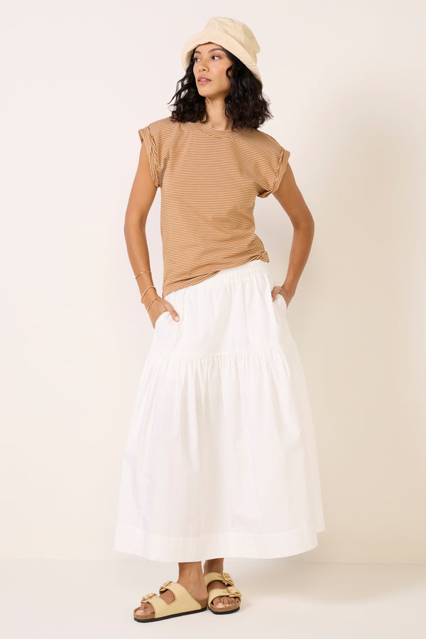 Everve Olivia Rolled Sleeve Tee Darkrumstripe