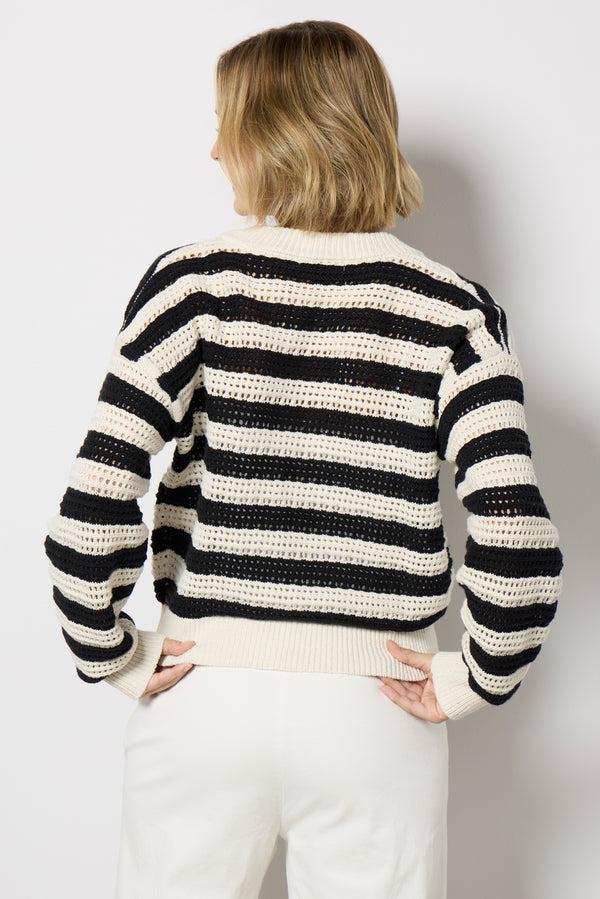 Everve Open Knit Bomber Stripe