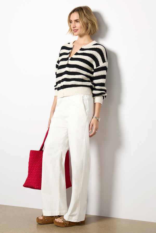 everve Open Knit Bomber Stripe