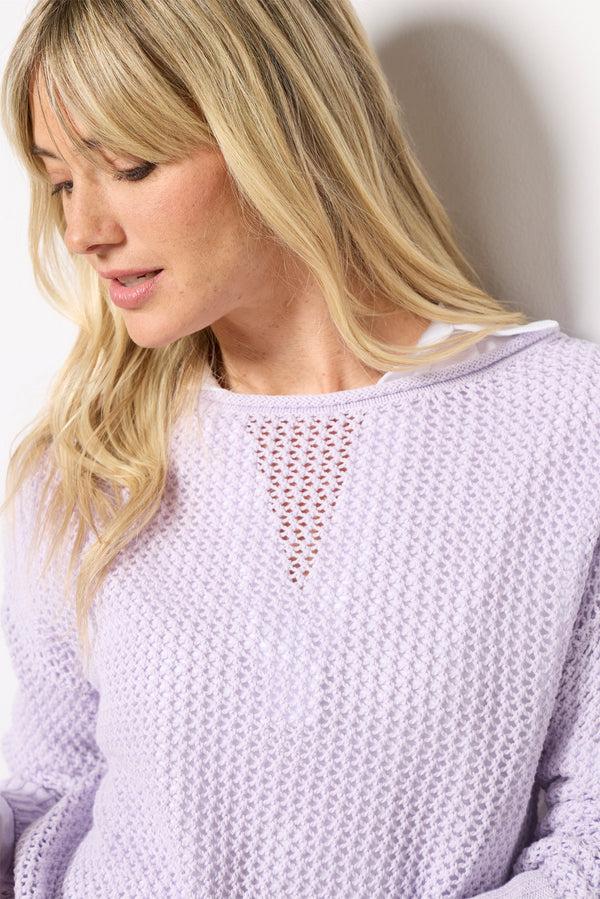 Everve Open Knit Sweater Orchidpetal