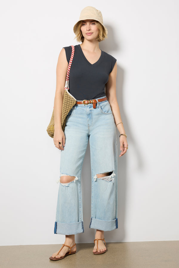 everve Oro Ribbed Tee Pirateblack