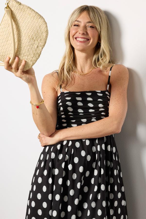 Everve Ottie Jumpsuit Black/Whitepolkadot