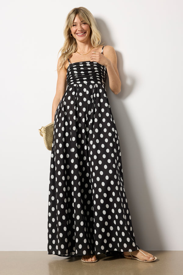 Everve Ottie Jumpsuit Black/Whitepolkadot