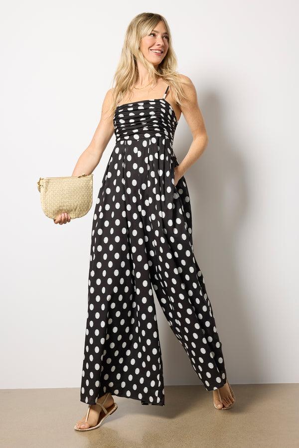 everve Ottie Jumpsuit Black/Whitepolkadot