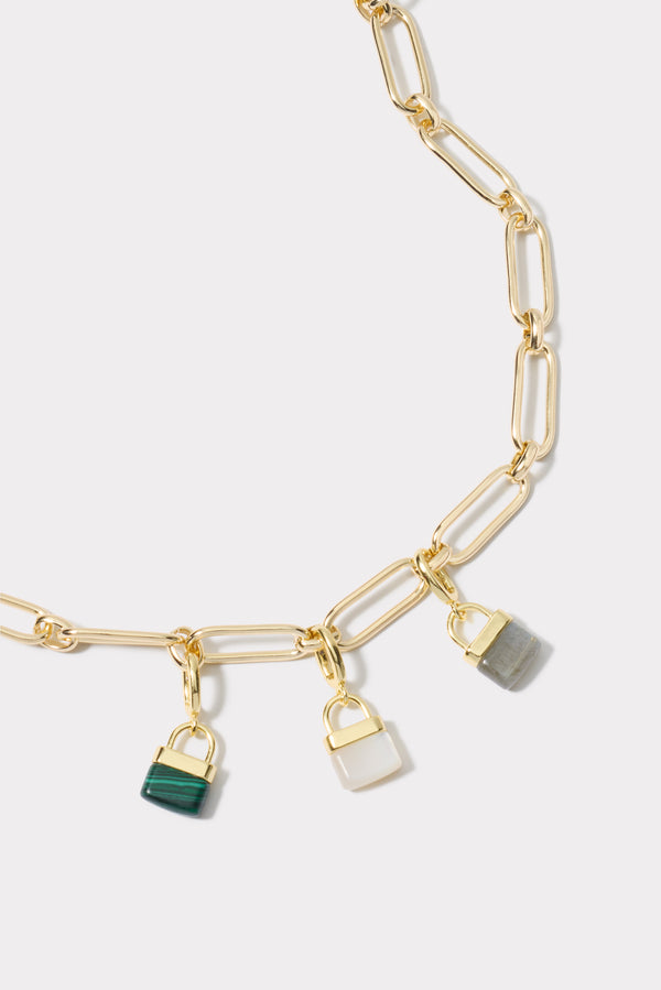 Everve Padlock Parker Charm - Labradorite Gold