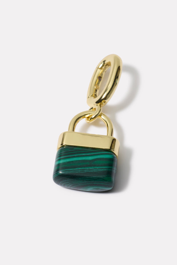 everve Padlock Parker Charm - Malachite Gold