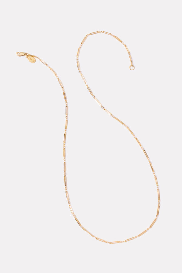 Everve Paperclip Charm Necklace 24` Gold