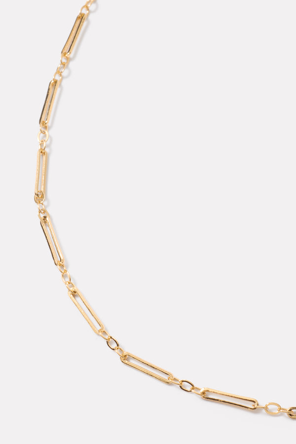 everve Paperclip Charm Necklace 24` Gold