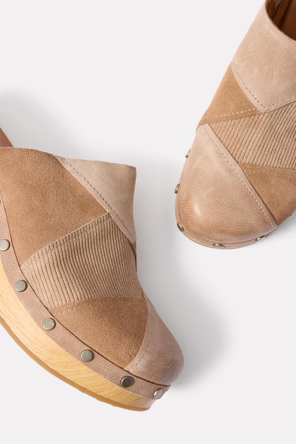 Everve Patchwork Clog Taupe