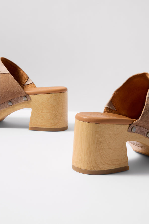 Everve Patchwork Clog Taupe