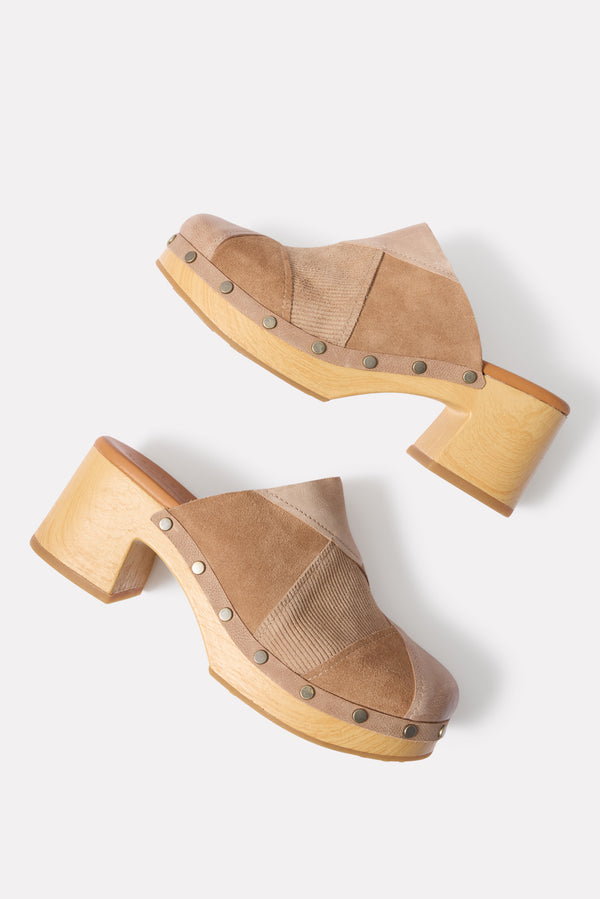 everve Patchwork Clog Taupe