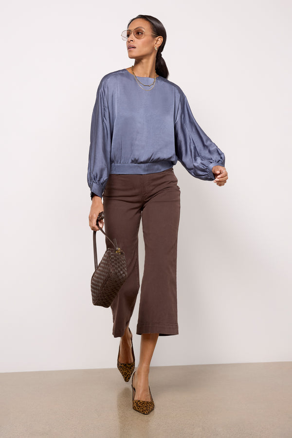 Everve Payton Satin Top Greyblue