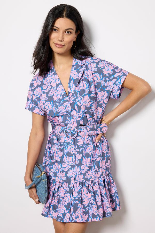 Everve Peach Mini Dress Navyoutlinefloral