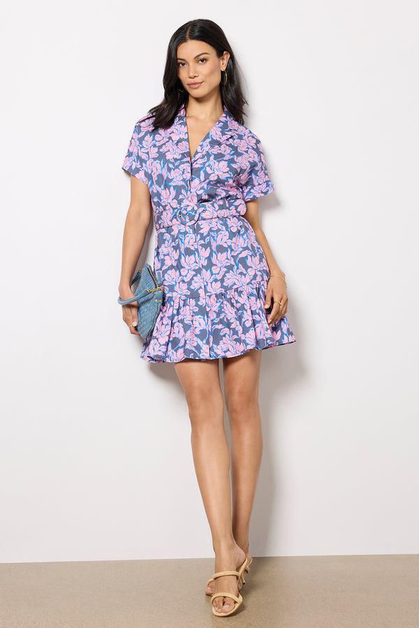 Everve Peach Mini Dress Navyoutlinefloral