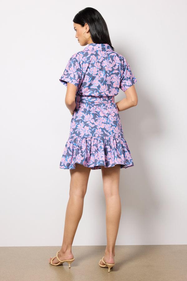 Everve Peach Mini Dress Navyoutlinefloral