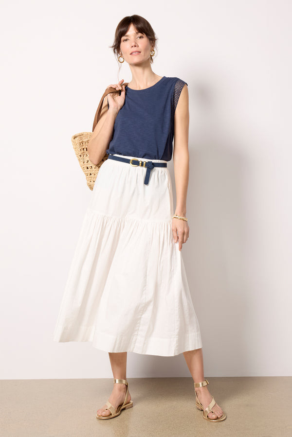 Everve Penelope Eyelet Trim Tank Navy