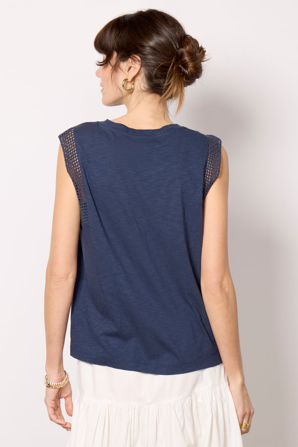 Everve Penelope Eyelet Trim Tank Navy