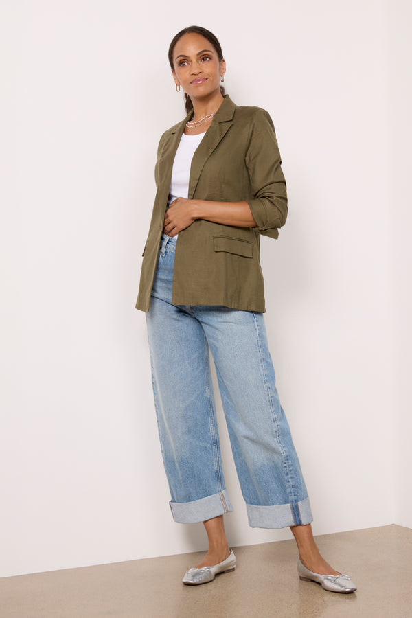 Everve Perry Linen Blazer Olive