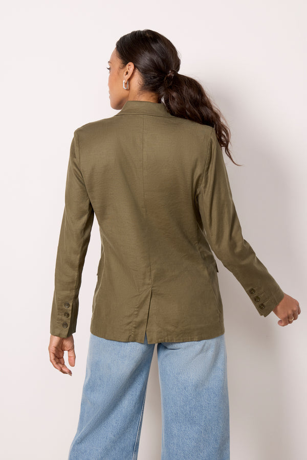 Everve Perry Linen Blazer Olive