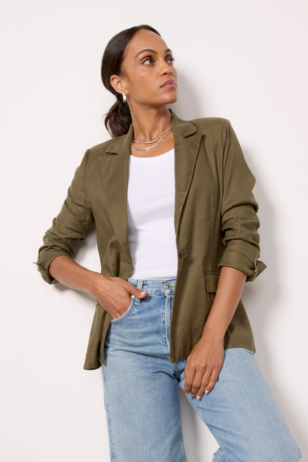 everve Perry Linen Blazer Olive