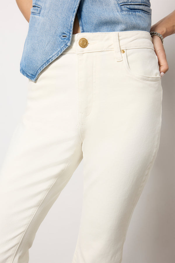 Everve Petite Kelsey High Rise Ankle Flare Ecru